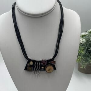 Chico's Pendant‎ Signed Retro Enameled Geometric Pendant Statement Necklace